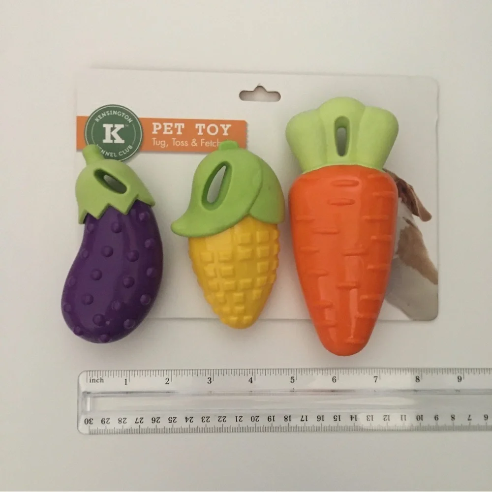 Dog Toys Set of 3 Veggies Durable Chewers NEW Kensington Kennel Club
